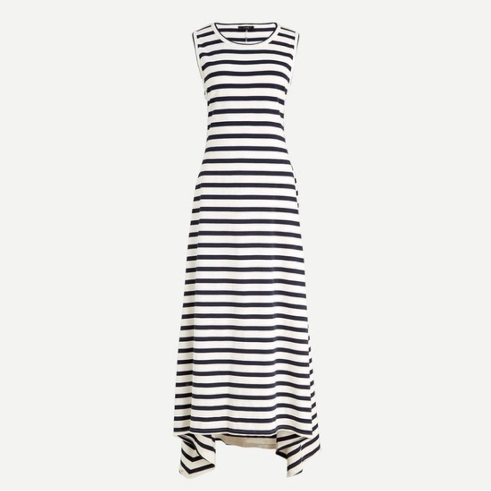 NWT J. Crew Navy and White Striped Midi Dress